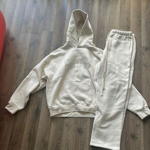 Fear of God Essentials Cream Hoodie and Sweatpants Set